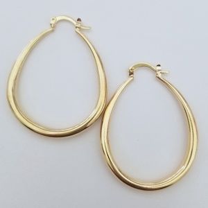 1.5" 18k Yellow Gold Oval Hoops